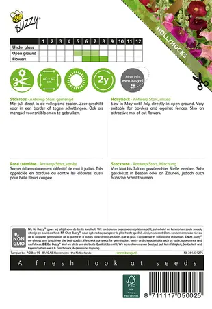 Buzzy® Althaea (Alcea), Stokroos Antwerp Stars mix - afbeelding 2