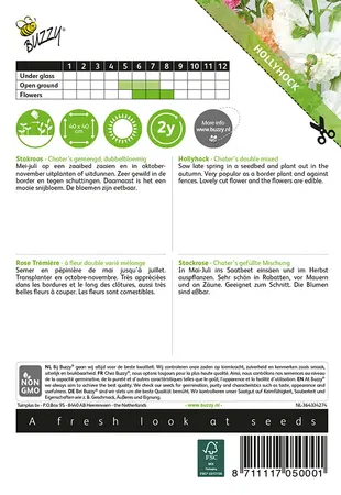 Buzzy® Althaea (Alcea), Stokroos Chater’s dubbelbloemig - afbeelding 2