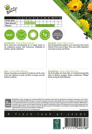 Buzzy® Calendula, Goudsbloem Touch of Red - afbeelding 2
