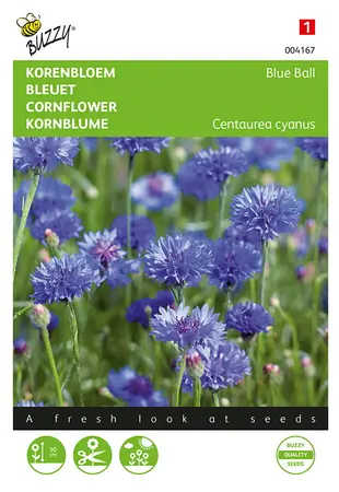 Buzzy® Centaurea, Korenbloem Blue Ball dubbelbloemig - afbeelding 1
