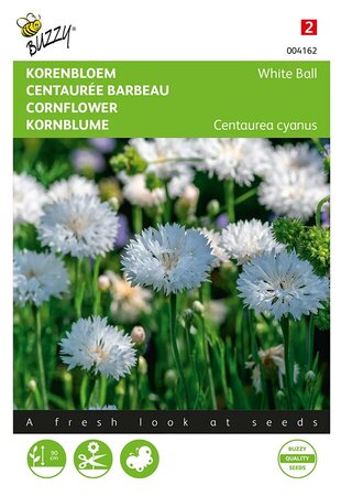 Buzzy® Centaurea, Korenbloem White ball - afbeelding 1
