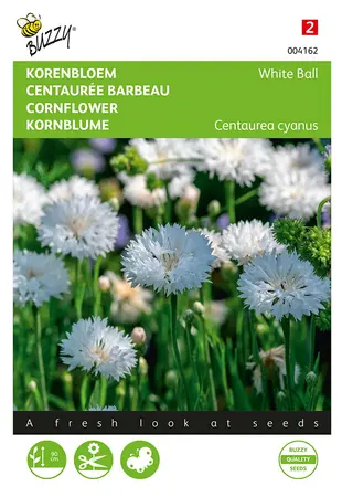 Buzzy® Centaurea, Korenbloem White ball - afbeelding 1