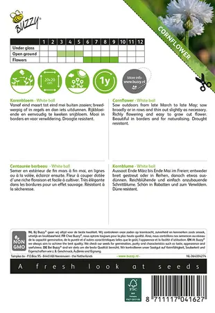 Buzzy® Centaurea, Korenbloem White ball - afbeelding 2
