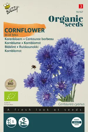Buzzy® Organic Centaurea, Korenbloem Blue Ball (BIO) - afbeelding 1
