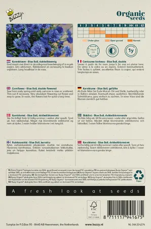Buzzy® Organic Centaurea, Korenbloem Blue Ball (BIO) - afbeelding 2