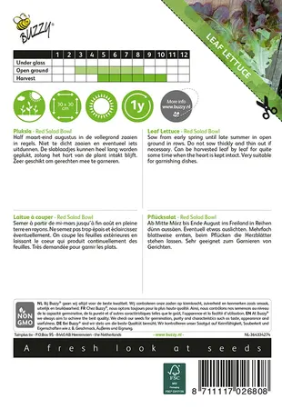 Buzzy® Pluksla Red Salad Bowl, Rode Eikenblad - afbeelding 2