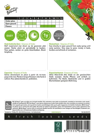 Buzzy® Tropaeolum, Oost-Indische kers Empress of India - afbeelding 2