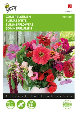 Buzzy® Zomerbloemen Roze en rood mengsel - afbeelding 1