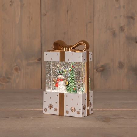 Cadeau glitterwater led 19x11cm wit - afbeelding 2