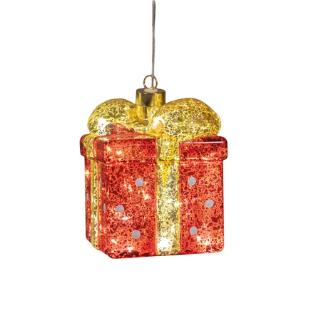 Cadeau led glas 13x10.5cm rood