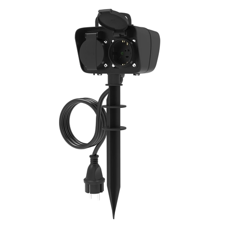 Calex Tuincontactdoos 2-voudig met grondpen en timer, incl. 1,4 m kabel/stekker - afbeelding 1
