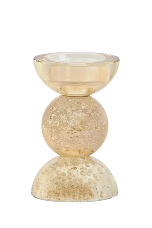 Light & Living Candle stick Ø8x12 cm ITINGA glass bubble amber - afbeelding 1