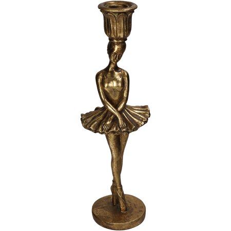 Candle Stick Ballerina Polyresin Gold 9x8x29cm - afbeelding 1