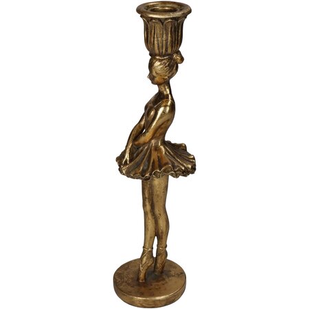 Candle Stick Ballerina Polyresin Gold 9x8x29cm - afbeelding 3