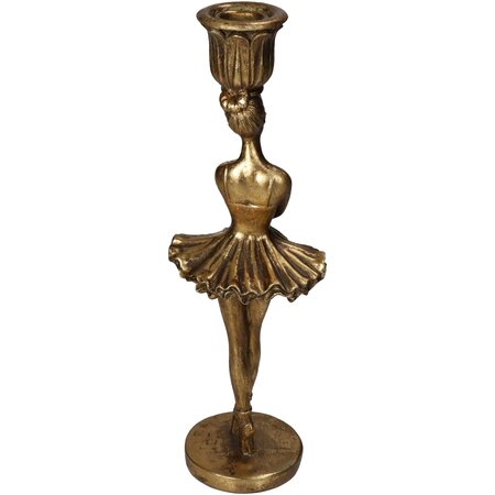 Candle Stick Ballerina Polyresin Gold 9x8x29cm - afbeelding 4