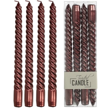 Candle Twisted Wax Burgundy 7.8x2.5x26cm BOX/4 - afbeelding 1