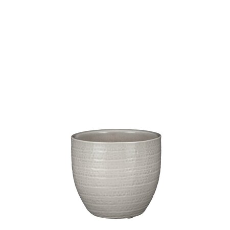 Carrie pot rond l.grijs glaze - h14xd16cm