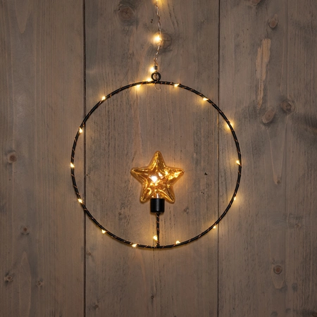 Cirkel met sterlampje 30led zwart