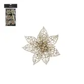 Clip poinsettia champagne 6 stuks - h1xd8cm