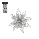 Clip poinsettia d16h2cm zilver 2st