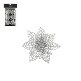 Clip poinsettia d8h1cm zilver 6st