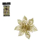 Clip poinsettia goud 6 stuks - h1xd8cm