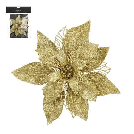 Clip poinsettia goud - h3xd20cm