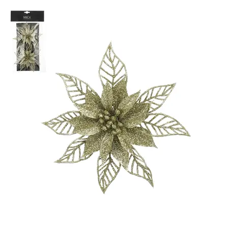 Clip poinsettia l.groen 2 stuks - h2xd16cm