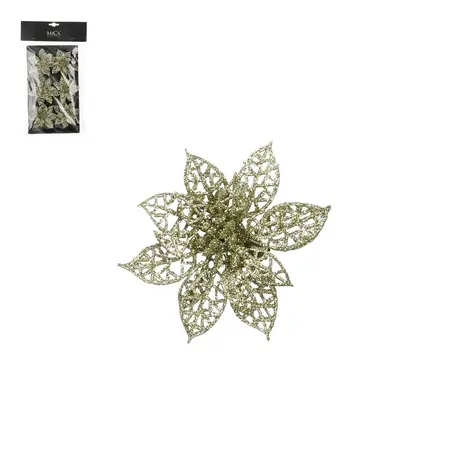 Clip poinsettia l.groen 6 stuks - h1xd8cm
