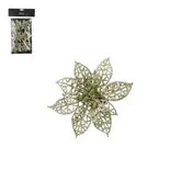 Clip poinsettia l.groen 6 stuks - h1xd8cm