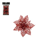 Clip poinsettia rood 6 stuks - h1xd8cm