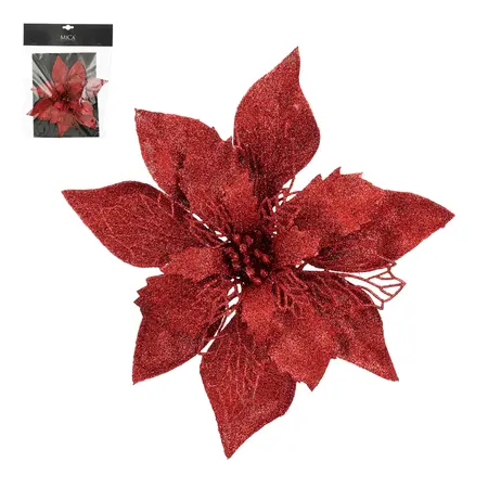 Clip poinsettia rood - h3xd20cm