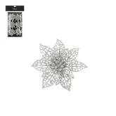 Clip poinsettia zilver 6 stuks - h1xd8cm
