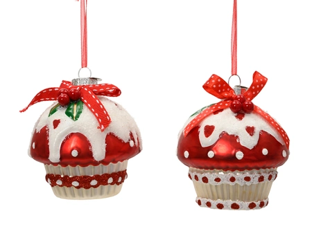 Cupcakes glas L8b8h8.10cm kerstrood a2 - afbeelding 1