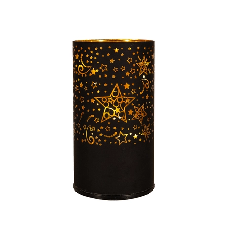 Cylinder glas stars draaiend zwart
