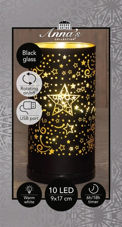 Cylinder led glas draaiend 17cm zwt - afbeelding 3
