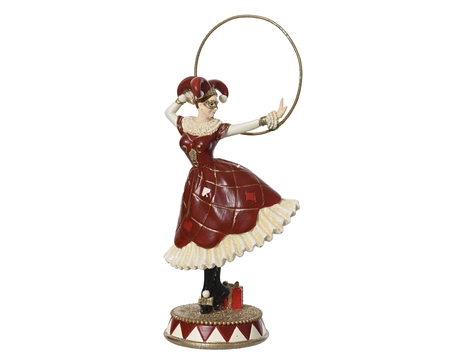 Dame polyresin L10b7.4h22cm rood