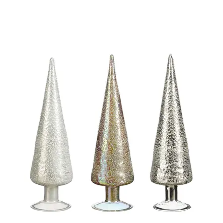 Decoratie boom glas wit zilver goud (1 stuk, div. soorten) - h30xd9cm