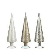 Decoratie boom glas wit zilver goud (1 stuk, div. soorten) - h30xd9cm