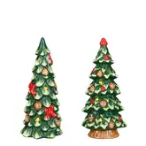 Decoratie boom groen (1 stuk, div. soorten) werkt op batterijen - h23xd10cm