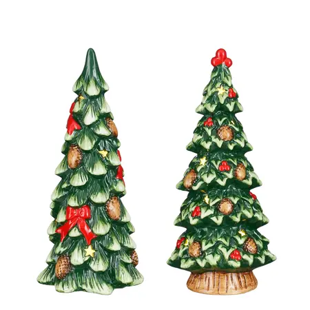 Decoratie boom groen (1 stuk, div. soorten) werkt op batterijen - l14xb12xh32cm
