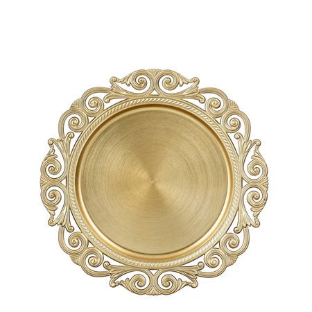 Decoratie bord recycled plastic goud - h2xd32,5cm