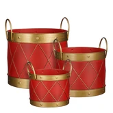 Decoratie emmer rood set van 3 - l30,5xb29xh31cm