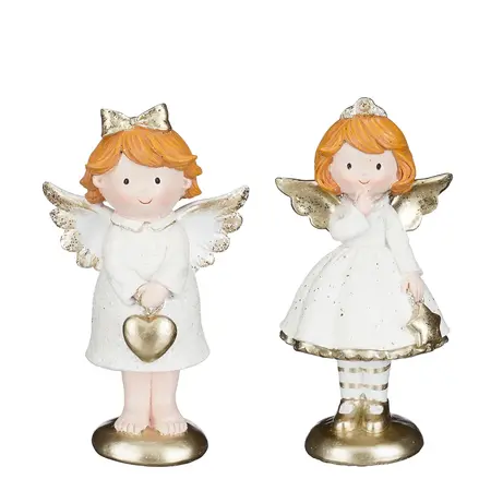 Decoratie engel wit (1 stuk, div. soorten) - l11xb5xh19,5cm