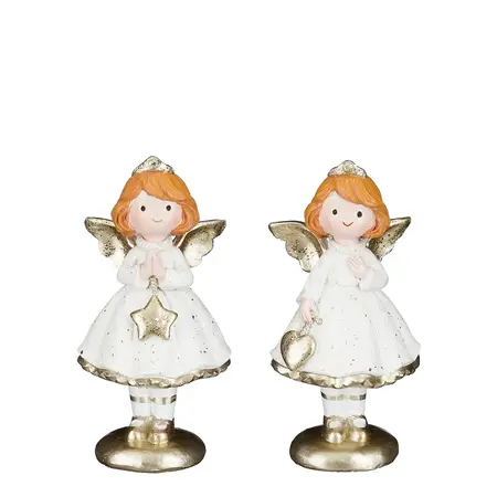 Decoratie engel wit (1 stuk, div. soorten) - l7,5xb6xh14cm