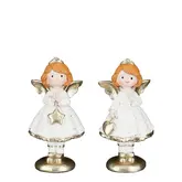 Decoratie engel wit (1 stuk, div. soorten) - l7,5xb6xh14cm