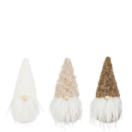Decoratie gnoom wit l.bruin bruin (1 stuk, div. soorten) - l6xb6xh14cm
