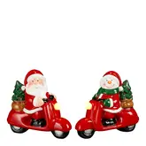 Decoratie kerst scooter rood (1 stuk, div. soorten) led werkt op batterijen - l12,5xb5,5xh12cm