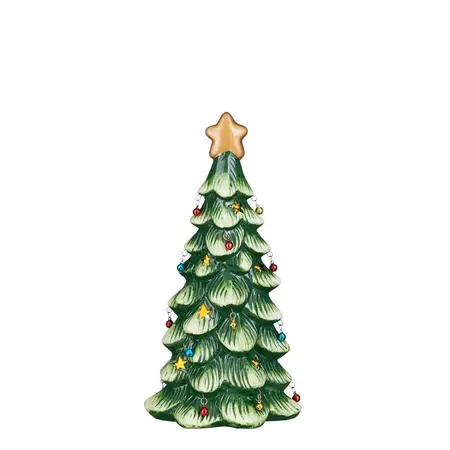 Decoratie kerstboom groen werkt op batterijen - l14,5xb12,5xh28,5cm