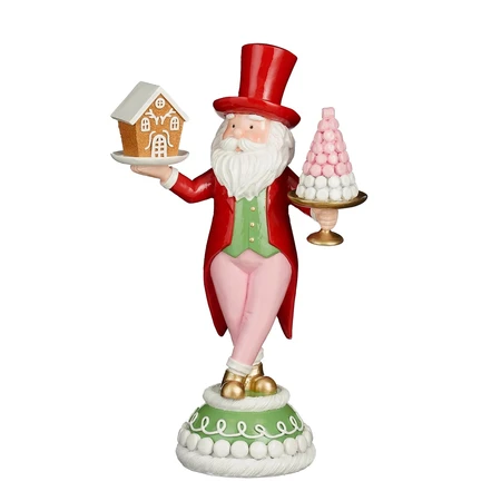 Decoratie kerstman peperkoek roze - l20xb12xh33,5cm